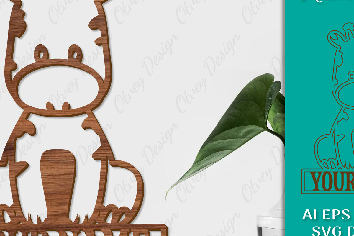 Intra απο ξύλο plywood 3mm-4mm πάχος Πρότυπο κοπής με λέιζερ σημάδι ονόματος ζώων Δίασταση 30x20 cm INTRAFABR-98077677