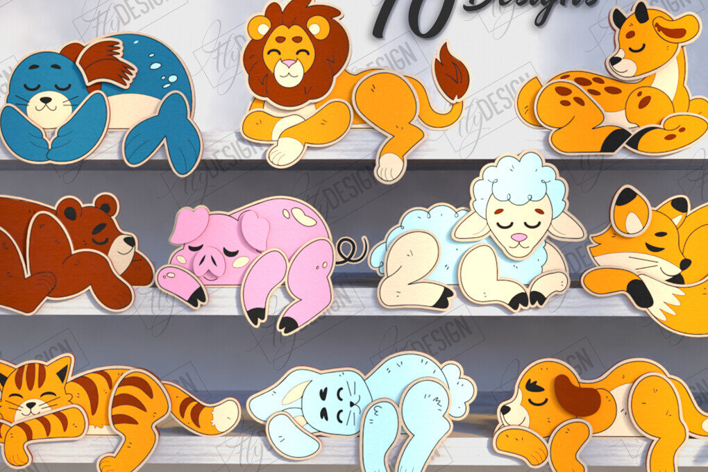 Intra απο ξύλο plywood 3mm-4mm πάχος κοπής με λέιζερ Animals Shelf Sitters Δίασταση 15x15 cm INTRAFABR-123601266