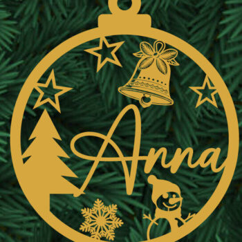 Intra απο ξύλο plywood 3mm-4mm πάχος κοπής με λέιζερ Χριστουγεννιάτικο στολίδι Anna Δίασταση 8x8 cm INTRAFABR-109763144 - Image 1