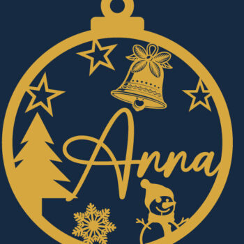 Intra απο ξύλο plywood 3mm-4mm πάχος κοπής με λέιζερ Χριστουγεννιάτικο στολίδι Anna Δίασταση 8x8 cm INTRAFABR-109763144 - Image 2