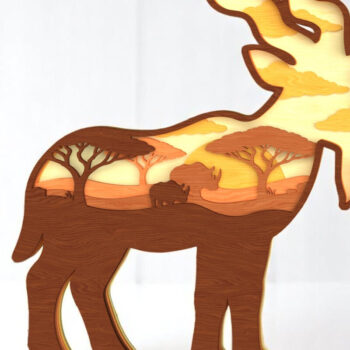 Intra απο ξύλο plywood 3mm-4mm πάχος Σκηνή σαφάρι με στρώσεις αντιλόπης Δίασταση 30x20 cm INTRAFABR-121364013 - Image 1