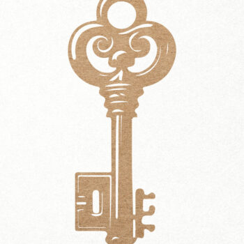 Intra απο ξύλο plywood 3mm-4mm πάχος Αντικέ Παλιό Vintage Key Δίασταση 7x7 cm INTRAFABR-96245953 - Image 1