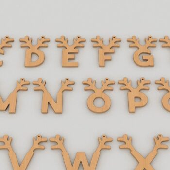 Intra απο ξύλο plywood 3mm-4mm πάχος Antler Alphabet / Χριστουγεννιάτικα γράμματα Noel Δίασταση 30x20 cm INTRAFABR-42344870 - Image 1