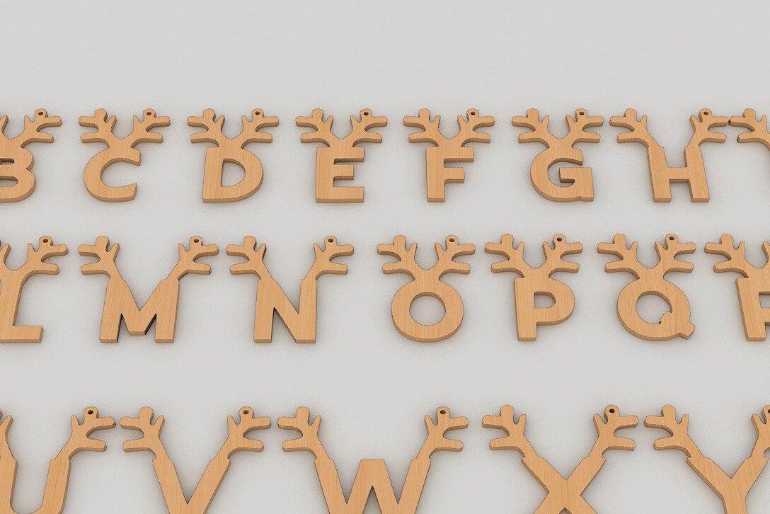Intra απο ξύλο plywood 3mm-4mm πάχος Antler Alphabet / Χριστουγεννιάτικα γράμματα Noel Δίασταση 30x20 cm INTRAFABR-42344870 - Image 1