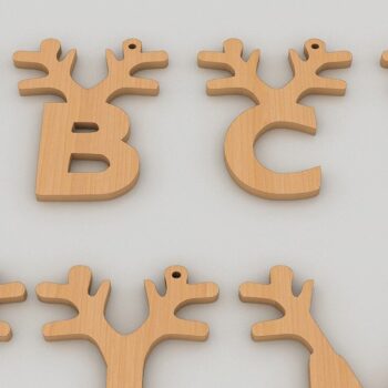 Intra απο ξύλο plywood 3mm-4mm πάχος Antler Alphabet / Χριστουγεννιάτικα γράμματα Noel Δίασταση 30x20 cm INTRAFABR-42344870 - Image 2