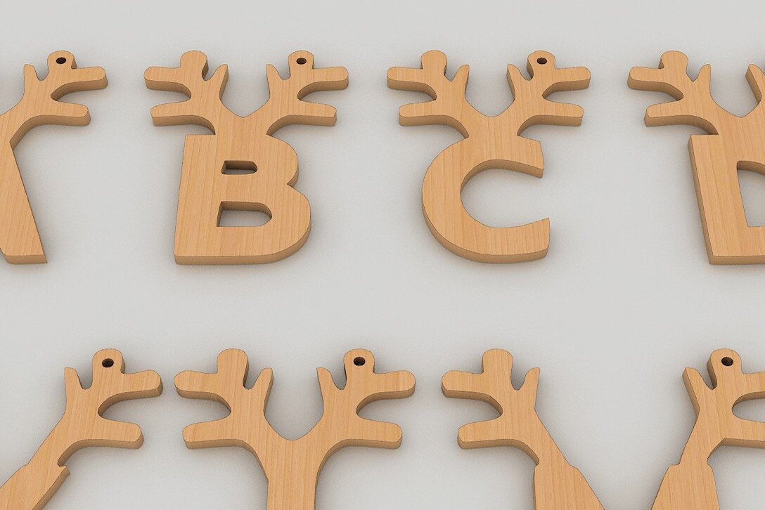 Intra απο ξύλο plywood 3mm-4mm πάχος Antler Alphabet / Χριστουγεννιάτικα γράμματα Noel Δίασταση 30x20 cm INTRAFABR-42344870 - Image 2