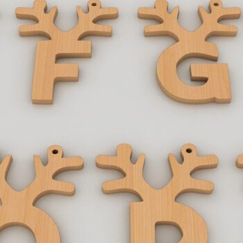 Intra απο ξύλο plywood 3mm-4mm πάχος Antler Alphabet / Χριστουγεννιάτικα γράμματα Noel Δίασταση 30x20 cm INTRAFABR-42344870 - Image 3