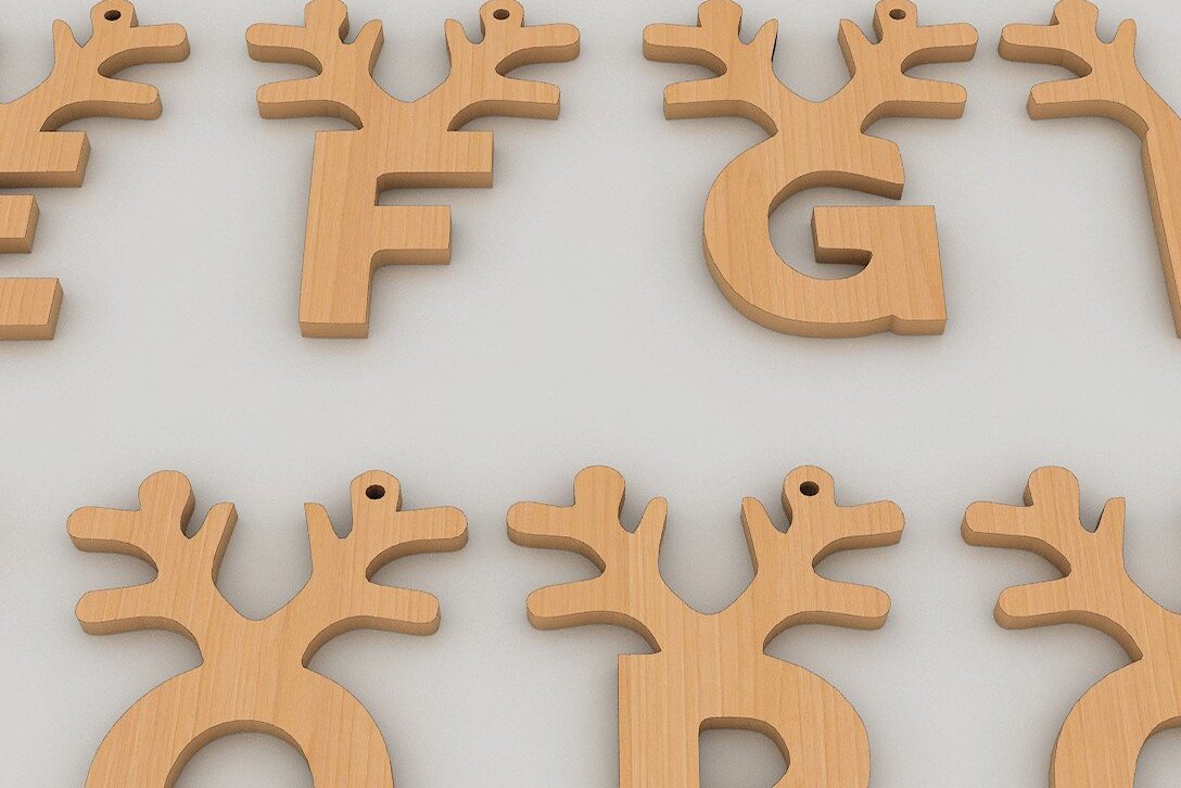 Intra απο ξύλο plywood 3mm-4mm πάχος Antler Alphabet / Χριστουγεννιάτικα γράμματα Noel Δίασταση 30x20 cm INTRAFABR-42344870 - Image 3