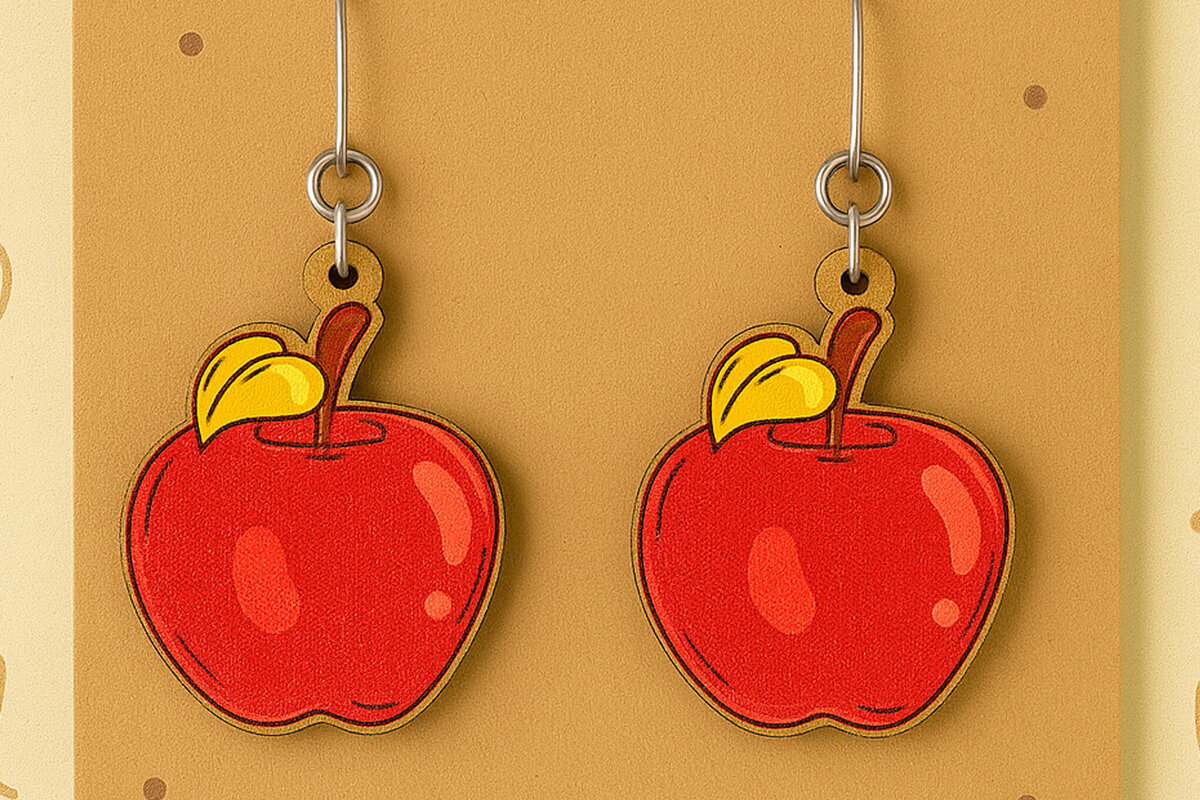 Intra απο ξύλο plywood 3mm-4mm πάχος Σκουλαρίκια Apple Cut Δίασταση 2x2 cm INTRAFABR-125232078