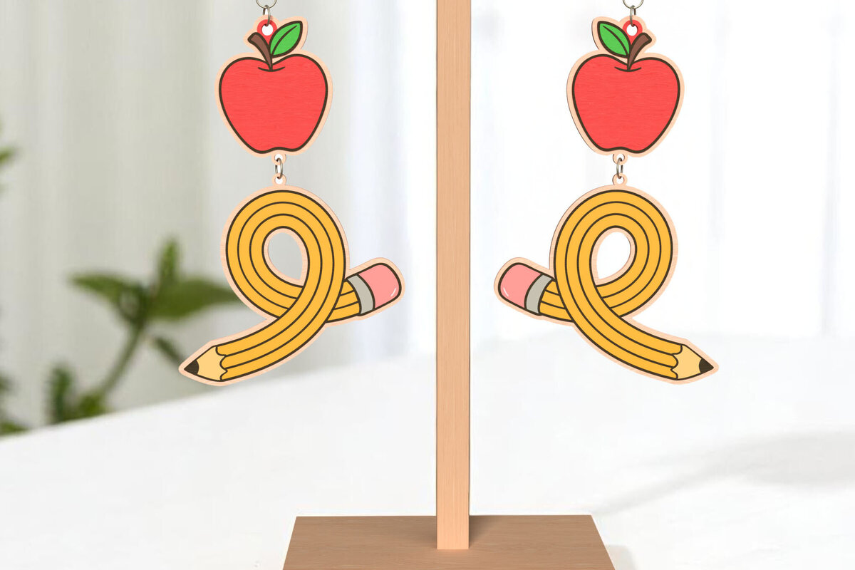 Intra απο ξύλο plywood 3mm-4mm πάχος Σκουλαρίκια Apple Pencil Loop Δίασταση 3x3 cm INTRAFABR-121988766