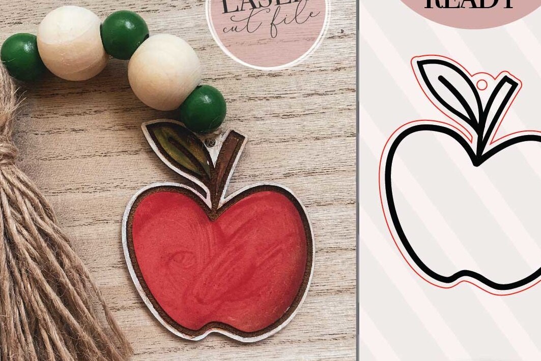 Intra απο ξύλο plywood 3mm-4mm πάχος κοπής ετικέτας με ξύλινες χάντρες της Apple Δίασταση 4x4 cm INTRAFABR-74341731