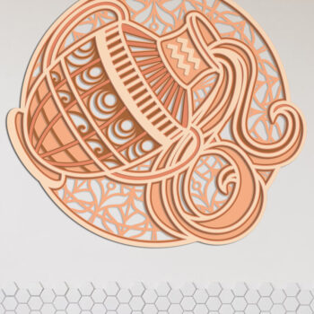 Intra απο ξύλο plywood 3mm-4mm πάχος Διακοσμητικός πίνακας τοίχου Aquarius Zodiac Δίασταση 40x40 cm INTRAFABR-99852657 - Image 3