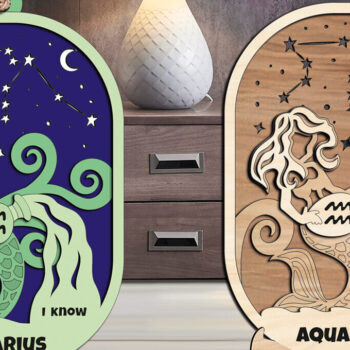 Intra απο ξύλο plywood 3mm-4mm πάχος Διακόσμηση σπιτιού Aquarius Zodiac Constellation Δίασταση 3x3 cm INTRAFABR-105821442 - Image 1