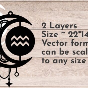 Intra απο ξύλο plywood 3mm-4mm πάχος Ζώδιο Υδροχόος, Dream Catcher Δίασταση 30x20 cm INTRAFABR-66840327 - Image 2