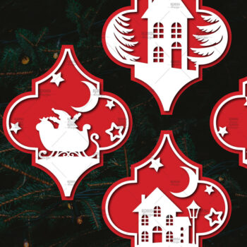 Intra απο ξύλο plywood 3mm-4mm πάχος Arabesque Χριστουγεννιάτικο Στολίδι 4.3x3. Δίασταση 4x3 cm INTRAFABR-106944473 - Image 1