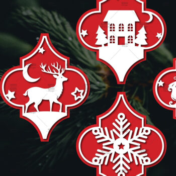 Intra απο ξύλο plywood 3mm-4mm πάχος Arabesque Χριστουγεννιάτικο Στολίδι 4.3x3. Δίασταση 4x3 cm INTRAFABR-106944494 - Image 1