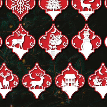 Intra απο ξύλο plywood 3mm-4mm πάχος Arabesque Χριστουγεννιάτικο Στολίδι 4.3x3. Δίασταση 4x3 cm INTRAFABR-106944513 - Image 1