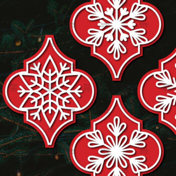 Intra απο ξύλο plywood 3mm-4mm πάχος Arabesque Χριστουγεννιάτικο Στολίδι 4.3x3.6 Δίασταση 3x3 cm INTRAFABR-107098625 - Image 1