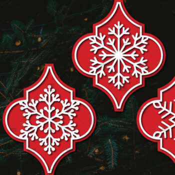 Intra απο ξύλο plywood 3mm-4mm πάχος Arabesque Χριστουγεννιάτικο Στολίδι 4.3x3.6 Δίασταση 3x3 cm INTRAFABR-107098526 - Image 1