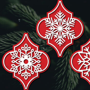 Intra απο ξύλο plywood 3mm-4mm πάχος Arabesque Χριστουγεννιάτικο Στολίδι 4.3x3.6 Δίασταση 3x3 cm INTRAFABR-107098590 - Image 1