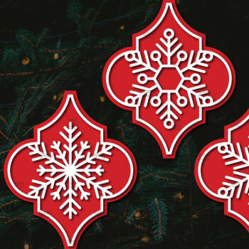 Intra απο ξύλο plywood 3mm-4mm πάχος Arabesque Χριστουγεννιάτικο Στολίδι 4.3x3.6 Δίασταση 3x3 cm INTRAFABR-107098591 - Image 1