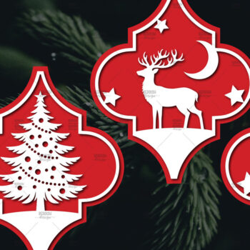 Intra απο ξύλο plywood 3mm-4mm πάχος Arabesque Χριστουγεννιάτικο Στολίδι 4.3x3.6 Δίασταση 3x3 cm INTRAFABR-106943362 - Image 1