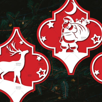 Intra απο ξύλο plywood 3mm-4mm πάχος Arabesque Χριστουγεννιάτικο Στολίδι 4.3x3. Δίασταση 4x3 cm INTRAFABR-106944432 - Image 1