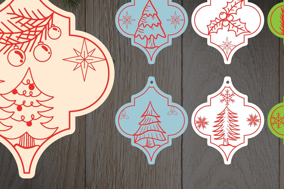 Intra απο ξύλο plywood 3mm-4mm πάχος Arabesque Tile Christmas 2 Δίασταση 15x15 cm INTRAFABR-37786185