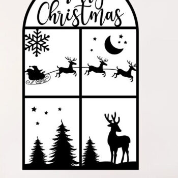 Intra απο ξύλο plywood 3mm-4mm πάχος Arch Mirror Merry Christmas  Δίασταση 6x6 cm INTRAFABR-84864141 - Image 1