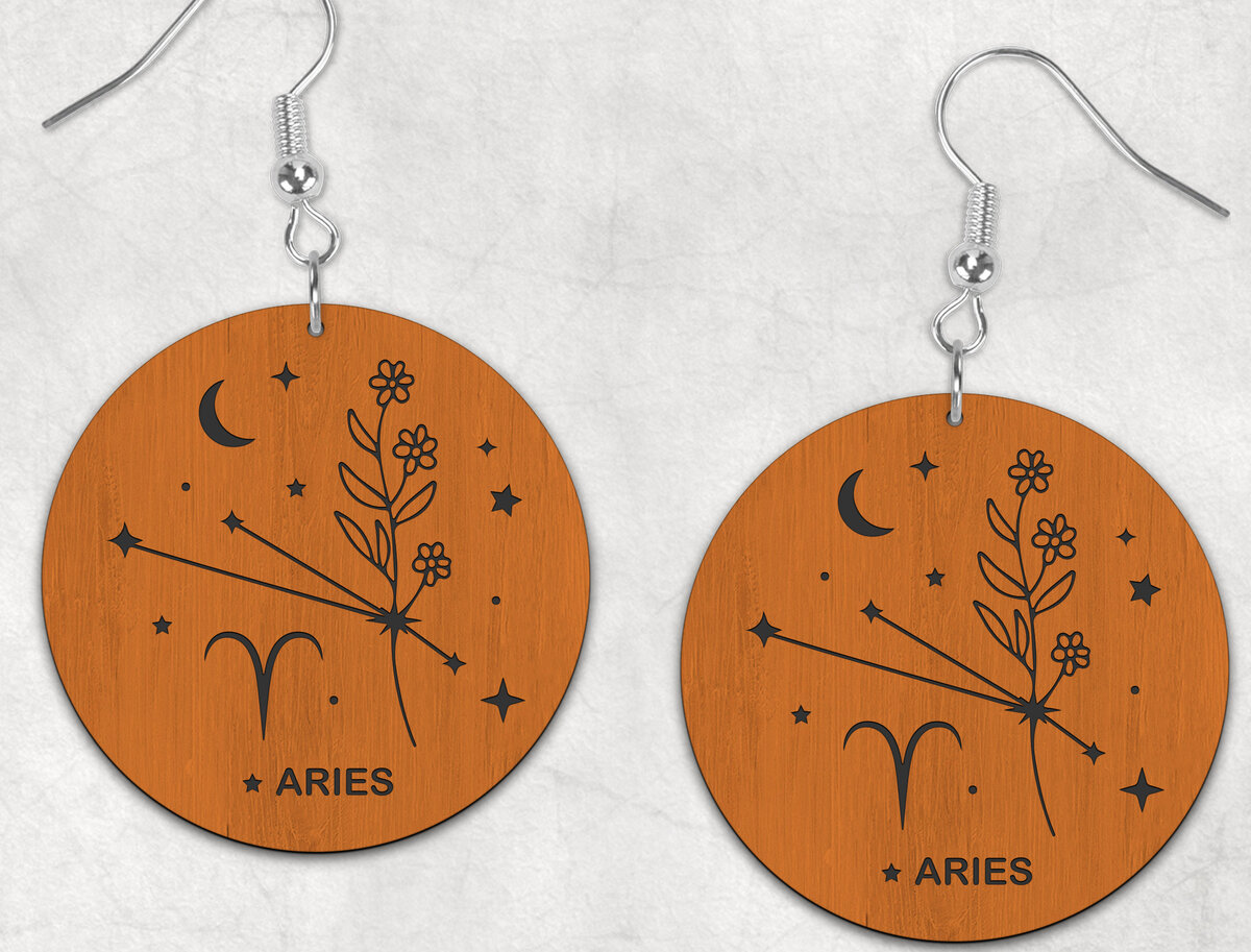 Intra απο ξύλο plywood 3mm-4mm πάχος Σκουλαρίκια Aries Zodiac Boho Δίασταση 2x2 cm INTRAFABR-28510402