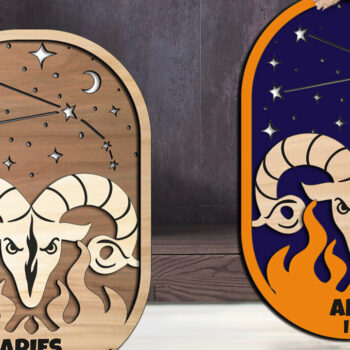 Intra απο ξύλο plywood 3mm-4mm πάχος Aries Zodiac Constellation  Δίασταση 3x3 cm INTRAFABR-105821523 - Image 1