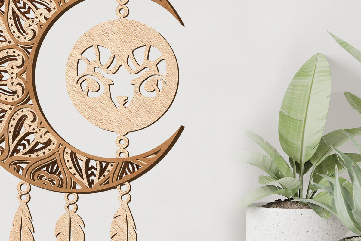 Intra απο ξύλο plywood 3mm-4mm πάχος Πρότυπο Aries Zodiac Dream Catcher Δίασταση 40x40 cm INTRAFABR-104185690 - Image 2