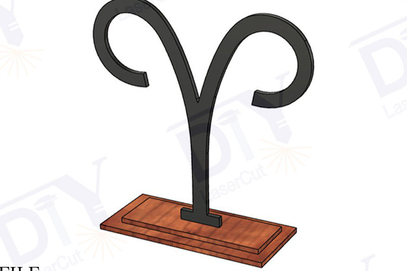 Intra απο ξύλο plywood 3mm-4mm πάχος Ζώδια Κριός με διάνυσμα Stand Δίασταση 3x3 cm INTRAFABR-111559429