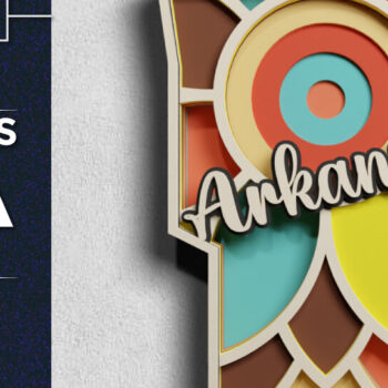 Intra απο ξύλο plywood 3mm-4mm πάχος Κοπή χαρτιού 3d State Arkansas USA Δίασταση 30x20 cm INTRAFABR-64954165 - Image 1