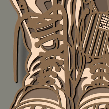 Intra απο ξύλο plywood 3mm-4mm πάχος Army Boots Multilayer /Paper Cut Δίασταση 30x20 cm INTRAFABR-67710288 - Image 1
