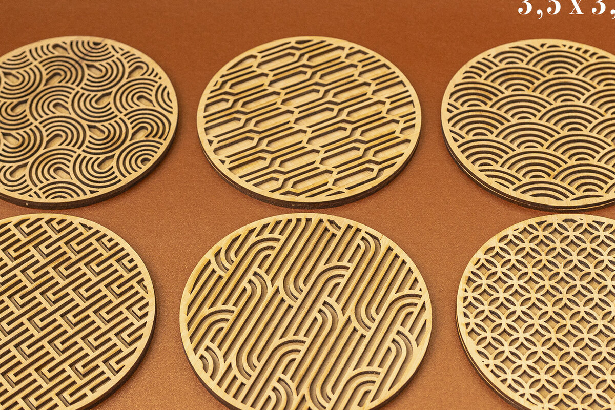 Intra απο ξύλο plywood 3mm-4mm πάχος Art Decò Coasters για κόφτη λέιζερ Δίασταση 30x20 cm INTRAFABR-58305580 - Image 3