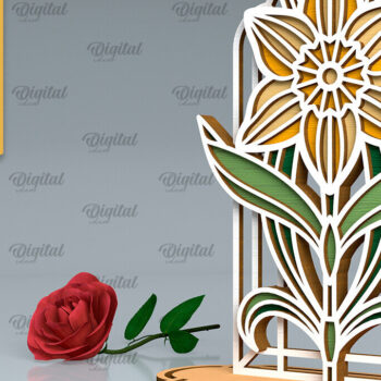 Intra απο ξύλο plywood 3mm-4mm πάχος Art Deco Λουλούδι Daffodil Δίασταση 30x20 cm INTRAFABR-99873188 - Image 1