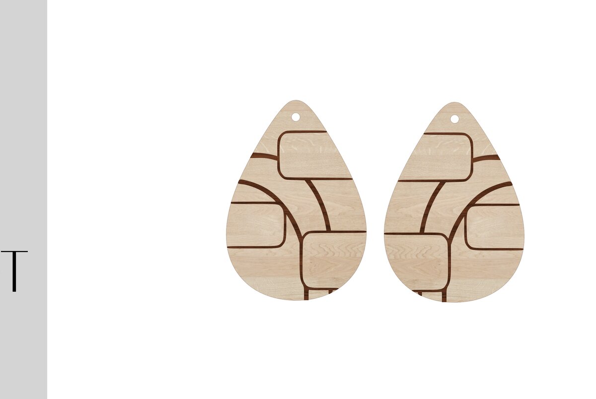 Intra απο ξύλο plywood 3mm-4mm πάχος Σκουλαρίκια Art Deco Δίασταση 1x1 cm INTRAFABR-36089065