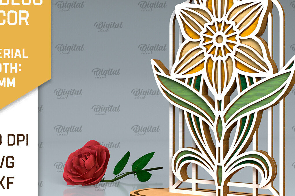 Intra απο ξύλο plywood 3mm-4mm πάχος Art Deco Flowers Cut  Δίασταση 30x20 cm INTRAFABR-99883636 - Image 3