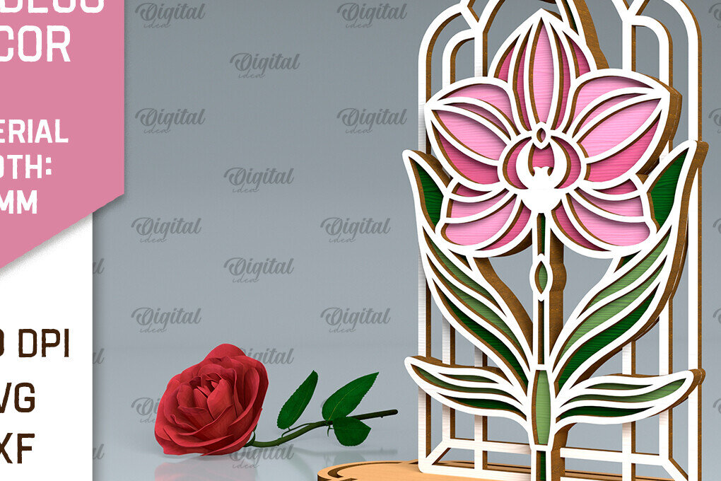 Intra απο ξύλο plywood 3mm-4mm πάχος Art Deco Flowers Cut  Δίασταση 30x20 cm INTRAFABR-99883636 - Image 4