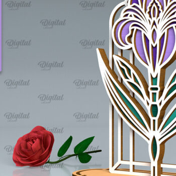 Intra απο ξύλο plywood 3mm-4mm πάχος Art Deco Iris Flower Cut  Δίασταση 30x20 cm INTRAFABR-99873143 - Image 1