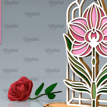 Intra απο ξύλο plywood 3mm-4mm πάχος Art Deco OrchFlower Cut  Δίασταση 30x20 cm INTRAFABR-99873221 - Image 1