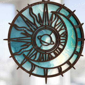 Intra απο ξύλο plywood 3mm-4mm πάχος Astro Sun Moon Suncatcher Δίασταση 30x20 cm INTRAFABR-123180319 - Image 1