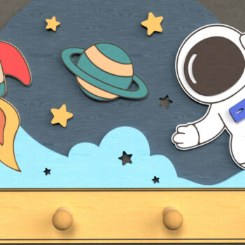 Intra απο ξύλο plywood 3mm-4mm πάχος Astronaut & Rocket Wall Hook Δίασταση 8x8 cm INTRAFABR-124820702 - Image 1