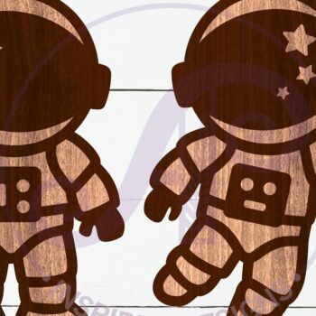 Intra απο ξύλο plywood 3mm-4mm πάχος Αστροναύτης με Star κράνος Σχέδια Δύο Δίασταση 14x14 cm INTRAFABR-117506845 - Image 2