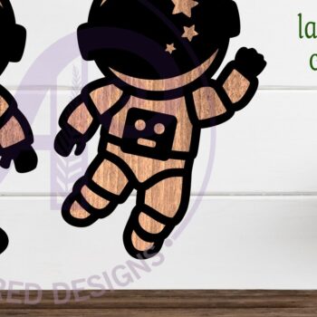 Intra απο ξύλο plywood 3mm-4mm πάχος Αστροναύτης με Star κράνος Σχέδια Δύο Δίασταση 14x14 cm INTRAFABR-117506845 - Image 3