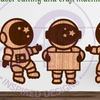 Intra απο ξύλο plywood 3mm-4mm πάχος Αστροναύτης με σχέδια κράνους αστεριών Δίασταση 14x14 cm INTRAFABR-117506879 - Image 3