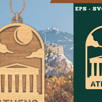 Intra απο ξύλο plywood 3mm-4mm πάχος Athens Στολίδι Δίασταση 8x8 cm INTRAFABR-111785872 - Image 1