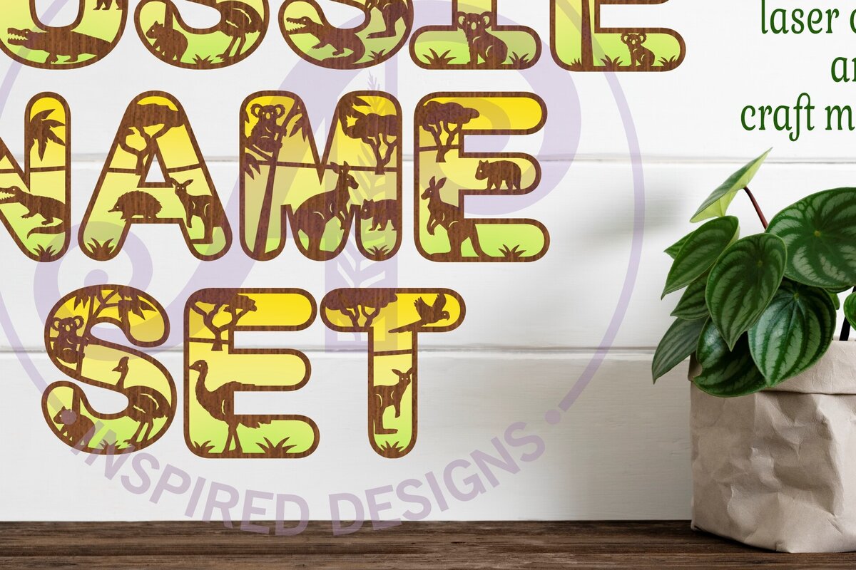 Intra απο ξύλο plywood 3mm-4mm πάχος Σύνολο αλφάβητου γραμμάτων αυστραλιανών ζώων Δίασταση 5x5 cm INTRAFABR-97686021