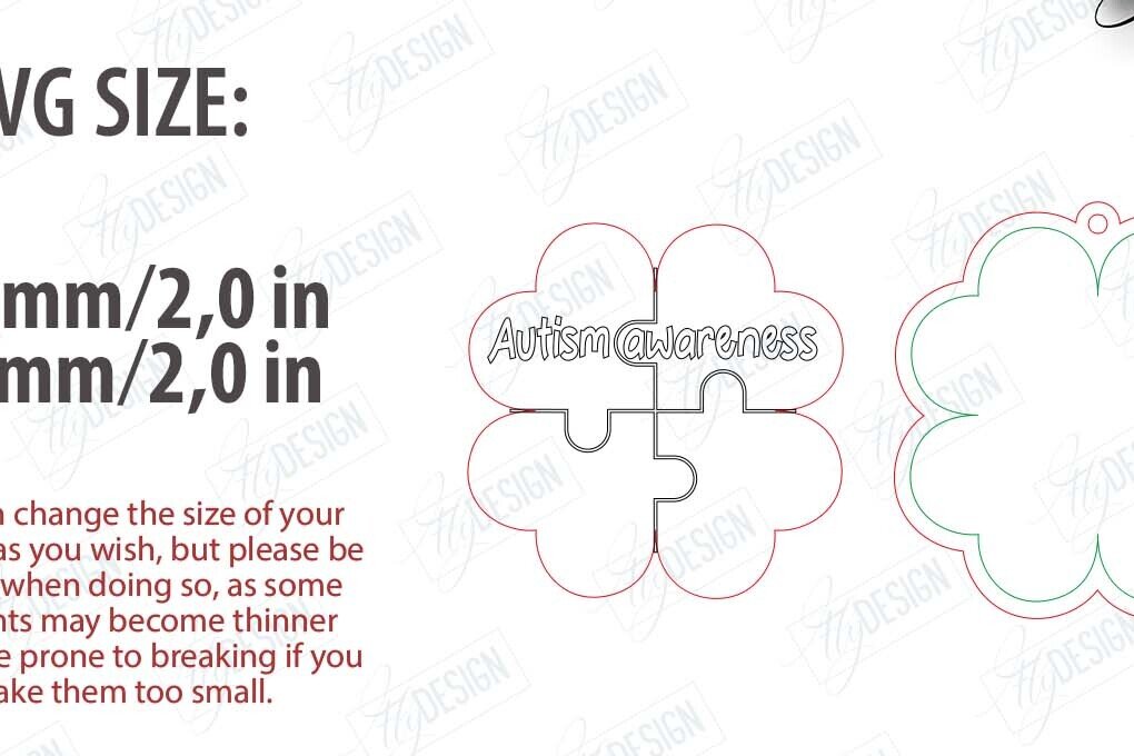 Intra απο ξύλο plywood 3mm-4mm πάχος Keychain Autism Awareness Δίασταση 6x6 cm INTRAFABR-114806103 - Image 2